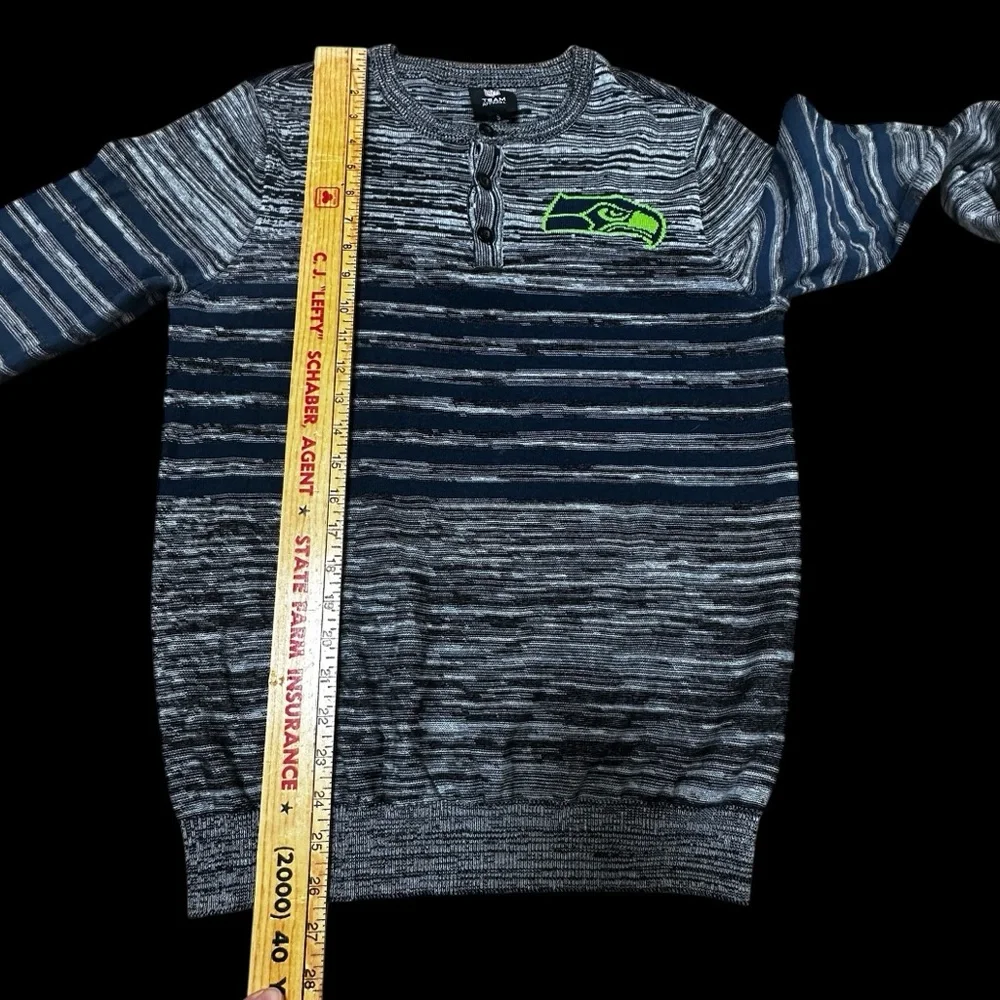 NFL Team Apparel Seattle Seahawks Henley Long Sleeve Logo Sweater Mens Small - Picture 8 of 13